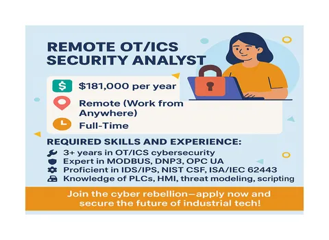 Remote OT/ICS Security Analyst (Operational Technology/Industrial Control Systems)