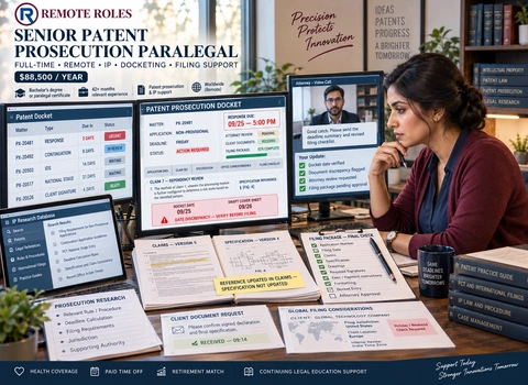 Senior Patent Prosecution Paralegal Work From Home